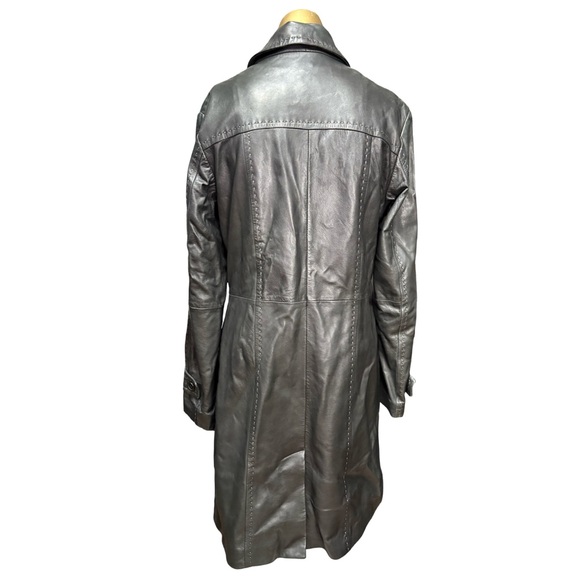 Danier Black Soft 100%Leather Trench Coat - Picture 2 of 7